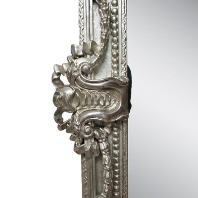 Neoclassical Regency Rectangular Silver Hand Carved Wooden Mirror, Spain, 1970-UZ-1285768