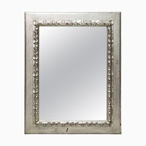 Neoclassical Regency Rectangular Silver Hand Carved Wooden Mirror-UZ-1209926