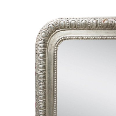 Neoclassical Regency Rectangular Silver Mirror in Hand-Carved Wood-UZ-1179815