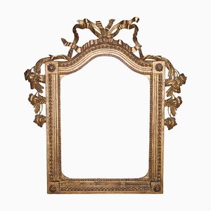 Neoclassical Regency Style Gold Foil & Hand-Carved Wood Mirror, 1970s-UZ-1016113