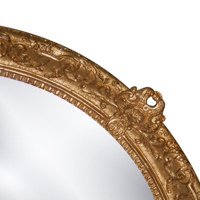 Neoclassical Regency Style Round Gold Hand-Carved Wooden Mirror, 1970s-UZ-968378