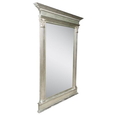 Neoclassical Regency Style Silver Mirror in Hand-Carved Wood-UZ-1172827