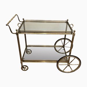 Neoclassical Silvered Brass Drinks Trolley by Maison Bagués, France, 1940s-BA-836975