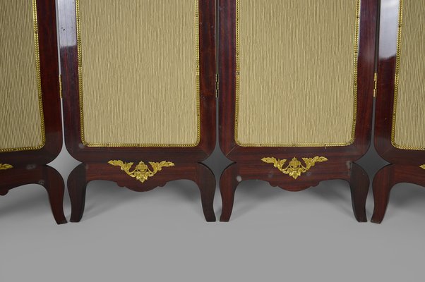 Neoclassical Style 4-Panel Folding Screen in Inlaid Mahogany, France, 1970s-XNH-824241