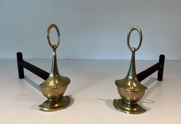 Neoclassical Style Bronze Andirons, 1960s, Set of 2-BA-1784737