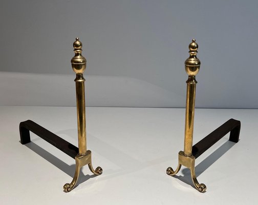 Neoclassical Style Chenets in Bronze, 1940s, Set of 2-BA-1516226