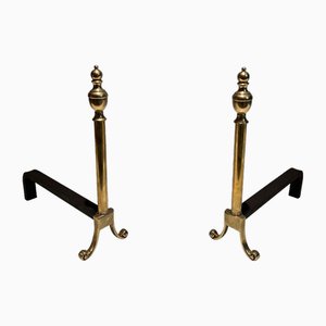 Neoclassical Style Chenets in Bronze, 1940s, Set of 2-BA-1516226