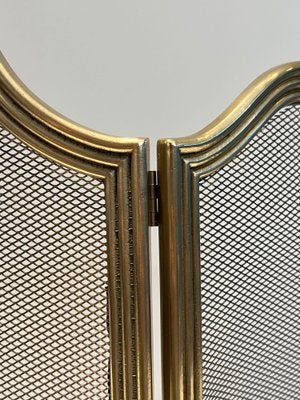 Neoclassical Style Fire Sceen in Brass and Wire Mesh, 1970s-BA-1516223