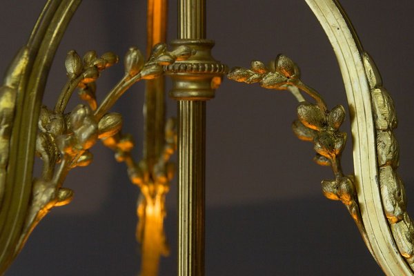 Neoclassical Style Gilt Bronze Chandelier from Verrerie D'Art Degué, 1920s-KEG-745446