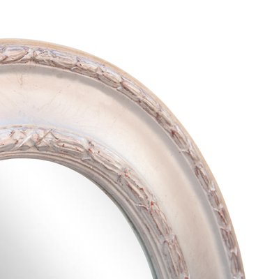 Neoclassical Style Hand Carved Oval Mirror in Silver-UZ-992379