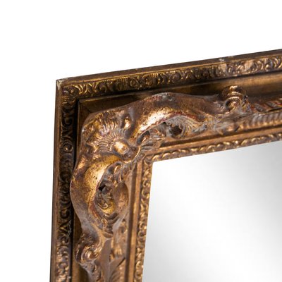 Neoclassical Style Hand Carved Wooden Mirror in Gold Foil, 1970s-UZ-992378