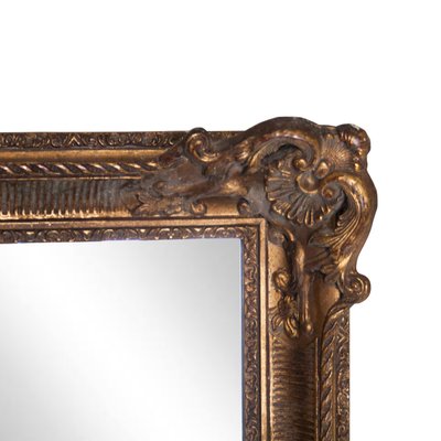 Neoclassical Style Hand Carved Wooden Mirror in Gold Foil, 1970s-UZ-992378