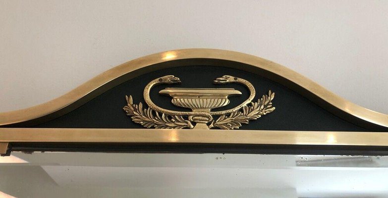 Neoclassical Style Mirror in Brass and Lacquered Sheet Metal with Cup and Swan Neck Decorations-BA-1365458