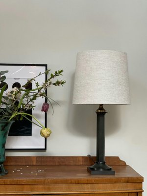 Neoclassical Table Lamp in Patinated Metal, 1940s-ARN-2026615