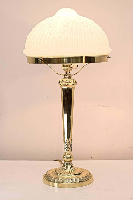 Neoclassical Table Lamp with Original Glass Shade