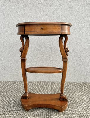 Neoclassical Wooden Oval Swan Gueridon Side Table, 1960s-WZZ-1762357