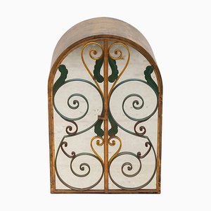 Neoclassical Wrought Iron Wall Hanging Bar Cabinet, France, 1940s-KL-948123