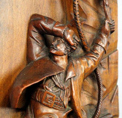 Nest Robber Black Forest Relief Wood Carving, 1890s-KJP-1149268