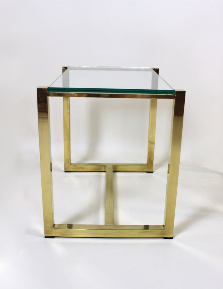 Nesting Coffee Tables in Brass and Glass, 1970s, Set of 2