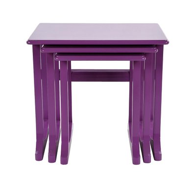 Nesting Coffee Tables in Purple Lacquered Wood, Set of 3-NQ-1264796