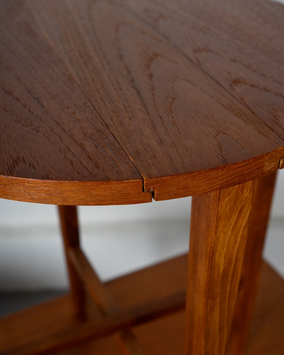 Nesting Table and Foldable Stools in Teak and Beech, 1970s, Set of 5