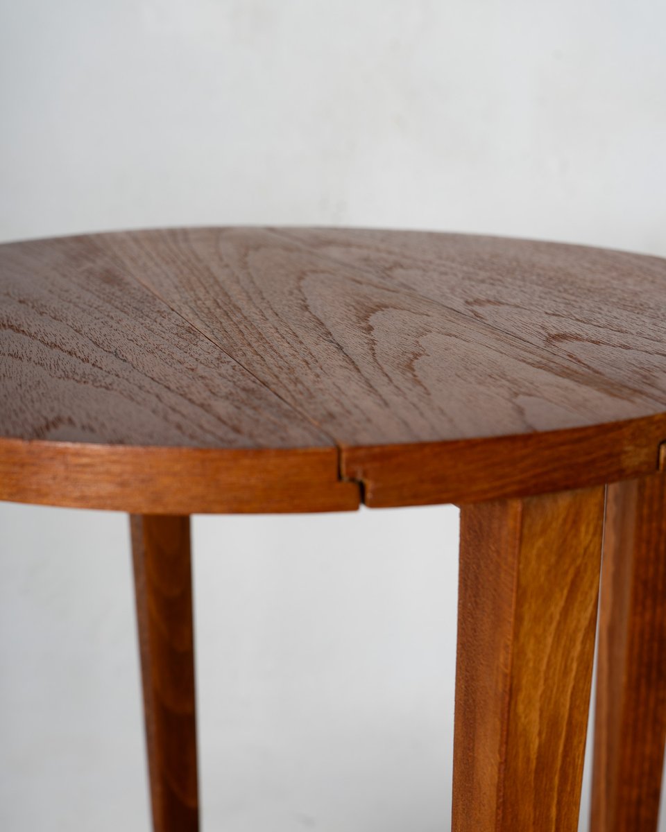 Nesting Table and Foldable Stools in Teak and Beech, 1970s, Set of 5