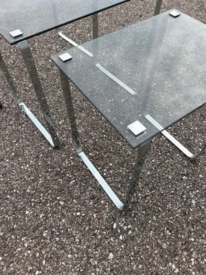 Nesting Table in Glass and Chrome, 1970s, Set of 3-AVC-2018473