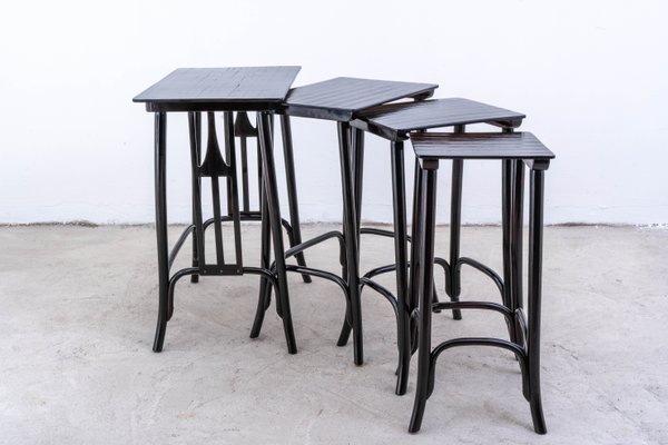 Nesting Tables in Beech by Gustav Siegel for Jacob & Josef Kohn, 1890s, Set of 4-QOR-2032269