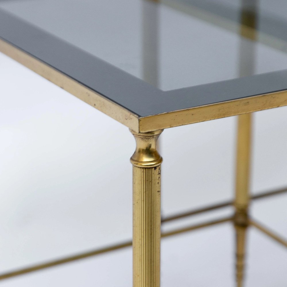 Nesting Tables in Brass and Glass from Maison Jansen, Set of 3