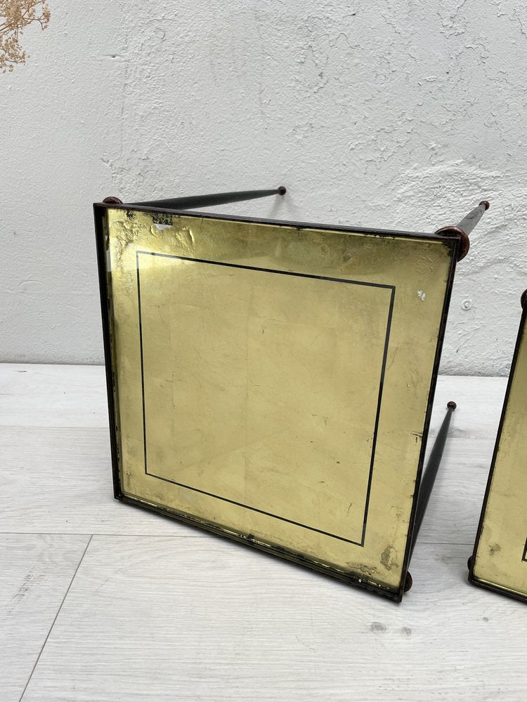 Nesting Tables in Metal and Glass, Set of 3