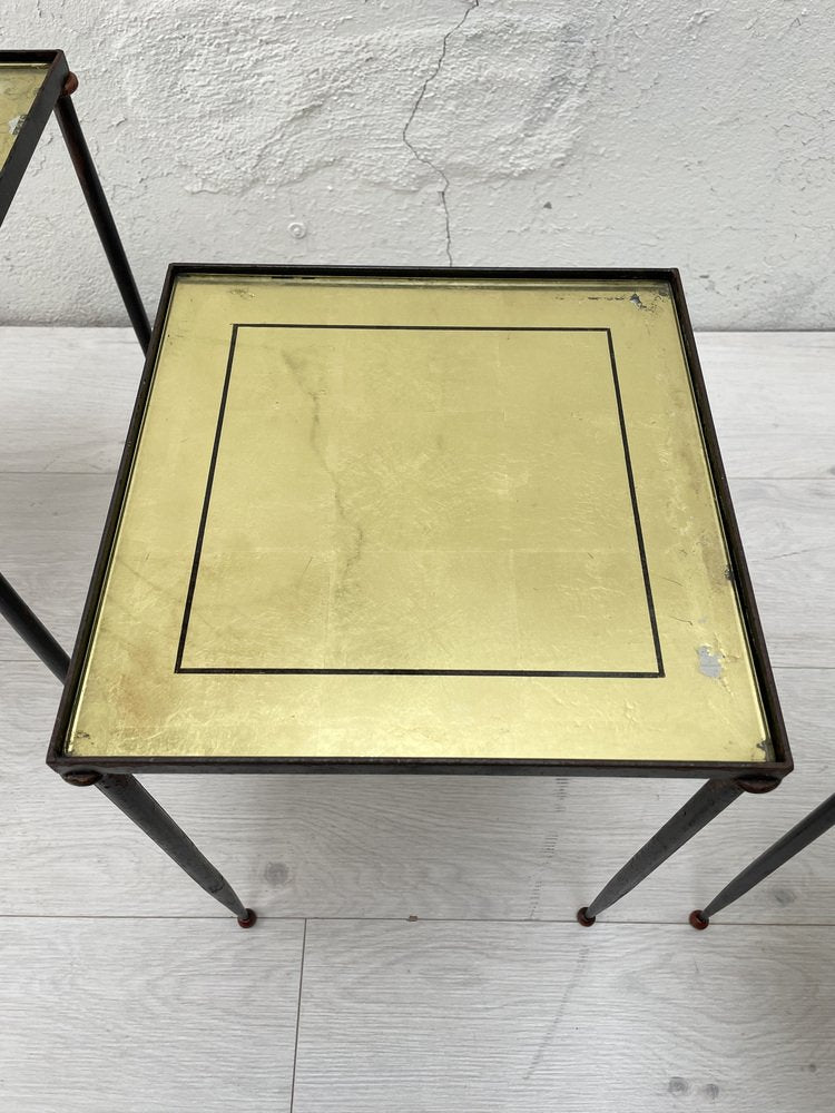 Nesting Tables in Metal and Glass, Set of 3