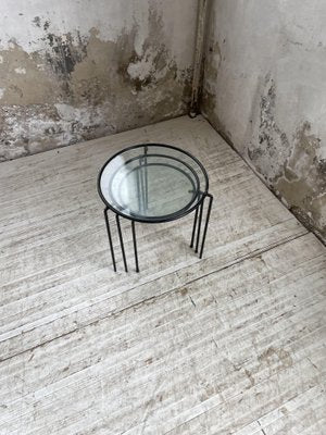 Nesting Tables in Metal & Glass, 1950s, Set of 3-LCU-1402981