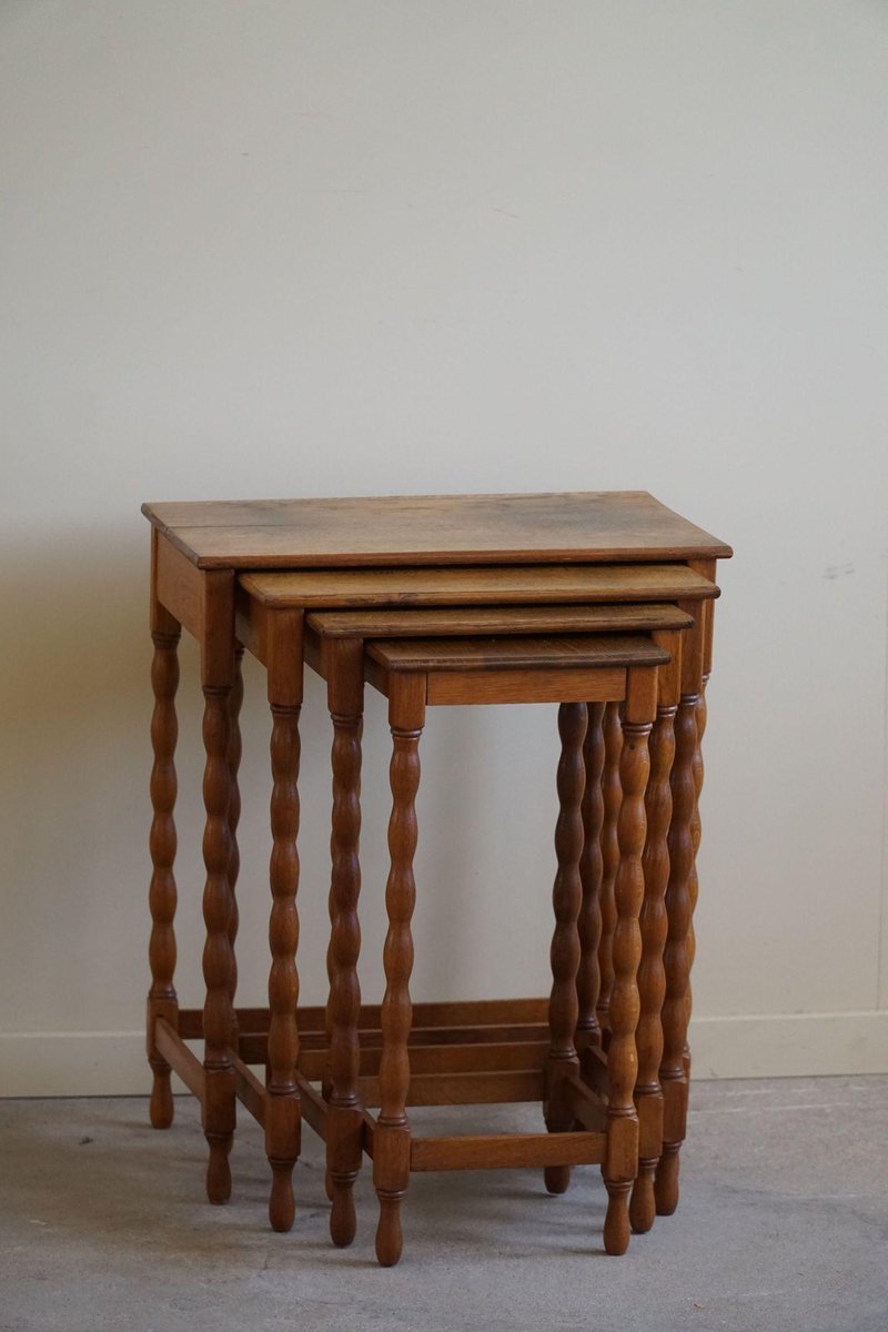 Nesting Tables in Oak, 1950s, Set of 4