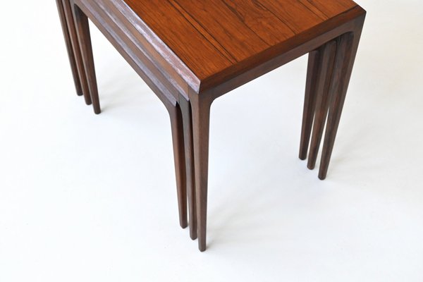 Nesting Tables in Rosewood by Johannes Andersen for CFC Silkeborg, Denmark, 1960s, Set of 3-BXV-2034647