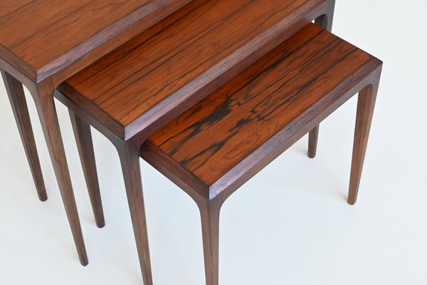 Nesting Tables in Rosewood by Johannes Andersen for CFC Silkeborg, Denmark, 1960s, Set of 3-BXV-2034647