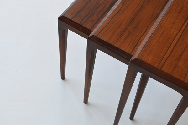 Nesting Tables in Rosewood by Johannes Andersen for CFC Silkeborg, Denmark, 1960s, Set of 3-BXV-2034647