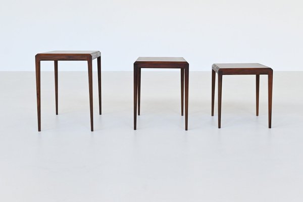 Nesting Tables in Rosewood by Johannes Andersen for CFC Silkeborg, Denmark, 1960s, Set of 3-BXV-2034647