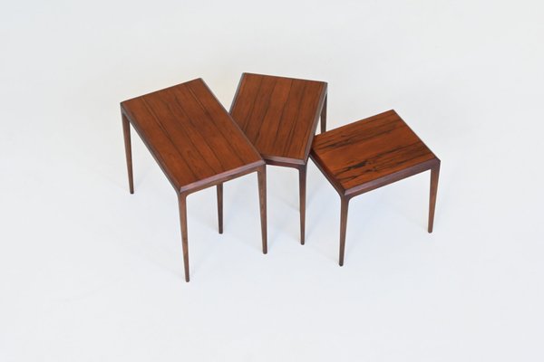 Nesting Tables in Rosewood by Johannes Andersen for CFC Silkeborg, Denmark, 1960s, Set of 3-BXV-2034647