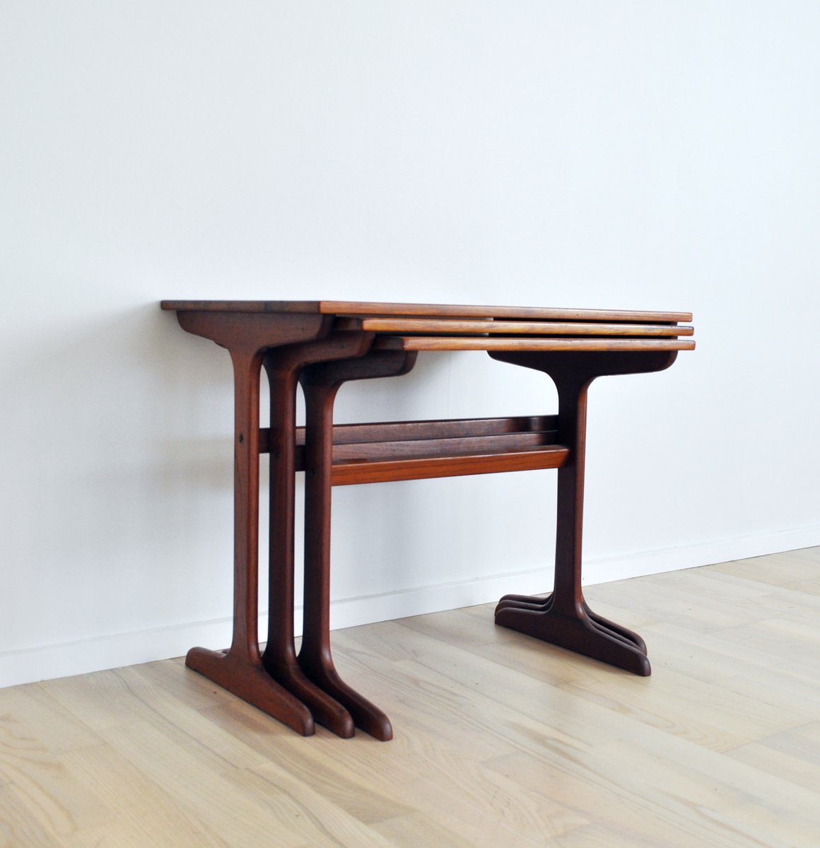 Nesting Tables in Solid Teak, Denmark, 1960s, Set of 3