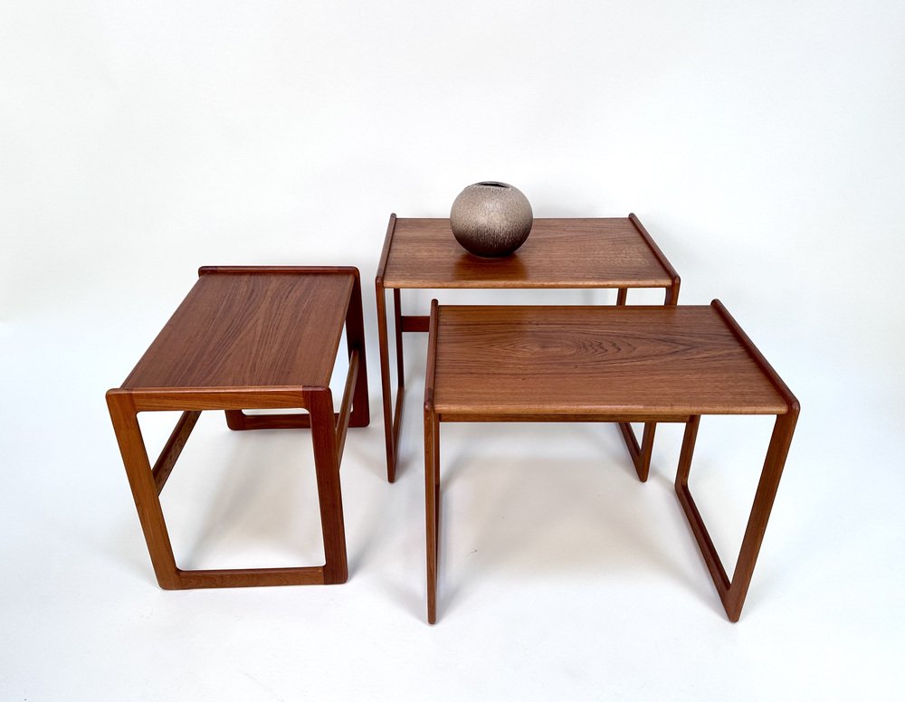 Nesting Tables in Teak by Arne Hovmand-Olsen for Mogens Kold, Denmark, 1960s, Set of 3