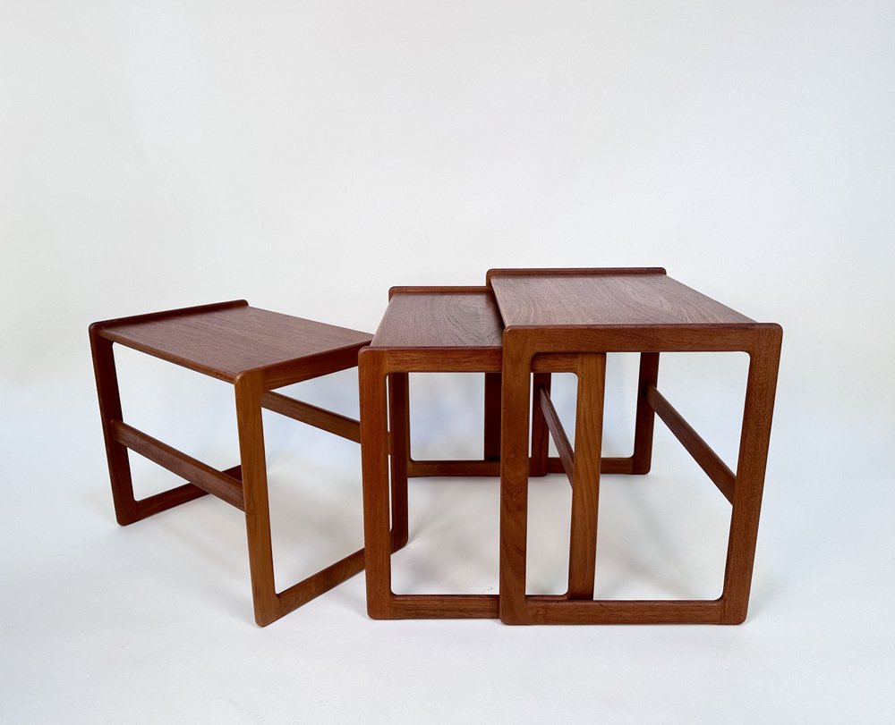 Nesting Tables in Teak by Arne Hovmand-Olsen for Mogens Kold, Denmark, 1960s, Set of 3