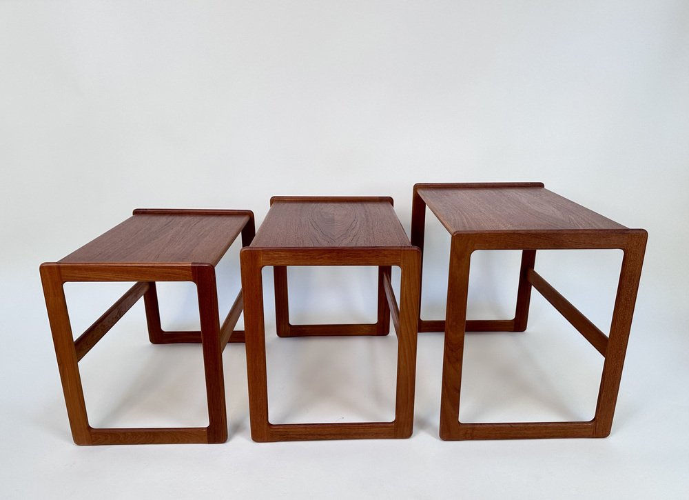 Nesting Tables in Teak by Arne Hovmand-Olsen for Mogens Kold, Denmark, 1960s, Set of 3