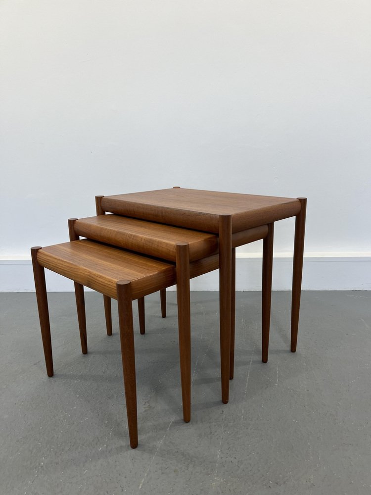 Nesting Tables in Teak, Denmark, 1960s, Set of 3-ZGQ-994941