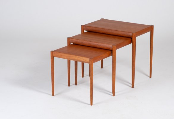 Nesting Tables in Teak, Denmark, 1960s, Set of 3-ZGQ-1289936