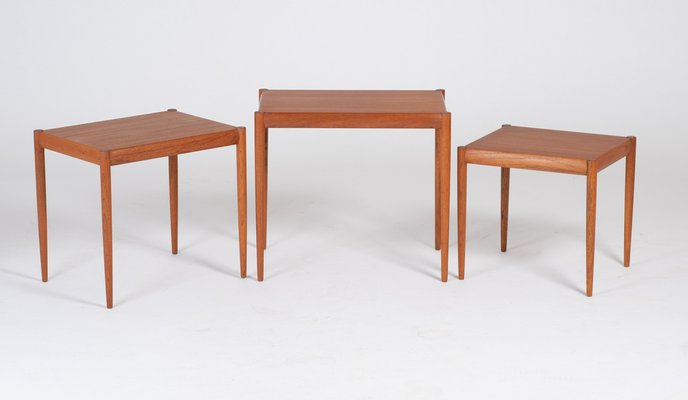 Nesting Tables in Teak, Denmark, 1960s, Set of 3-ZGQ-1289936