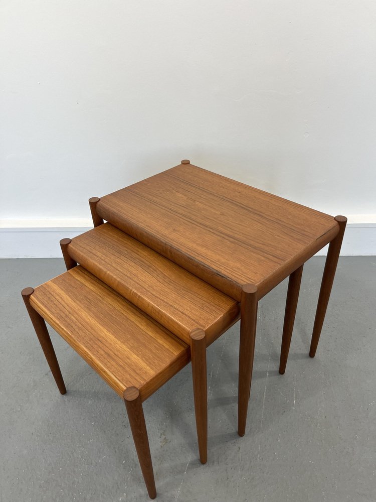 Nesting Tables in Teak, Denmark, 1960s, Set of 3-ZGQ-994941