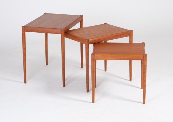 Nesting Tables in Teak, Denmark, 1960s, Set of 3-ZGQ-1289936