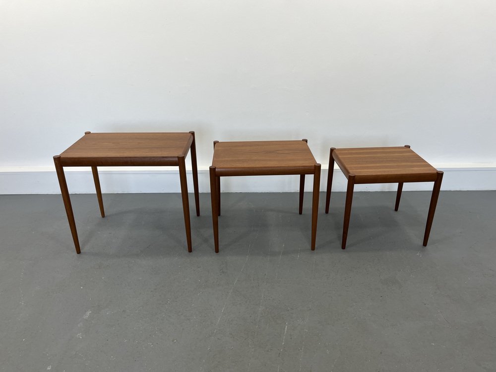 Nesting Tables in Teak, Denmark, 1960s, Set of 3-ZGQ-994941