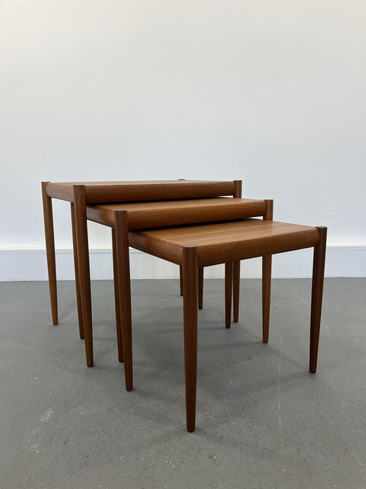 Nesting Tables in Teak, Denmark, 1960s, Set of 3-ZGQ-994941