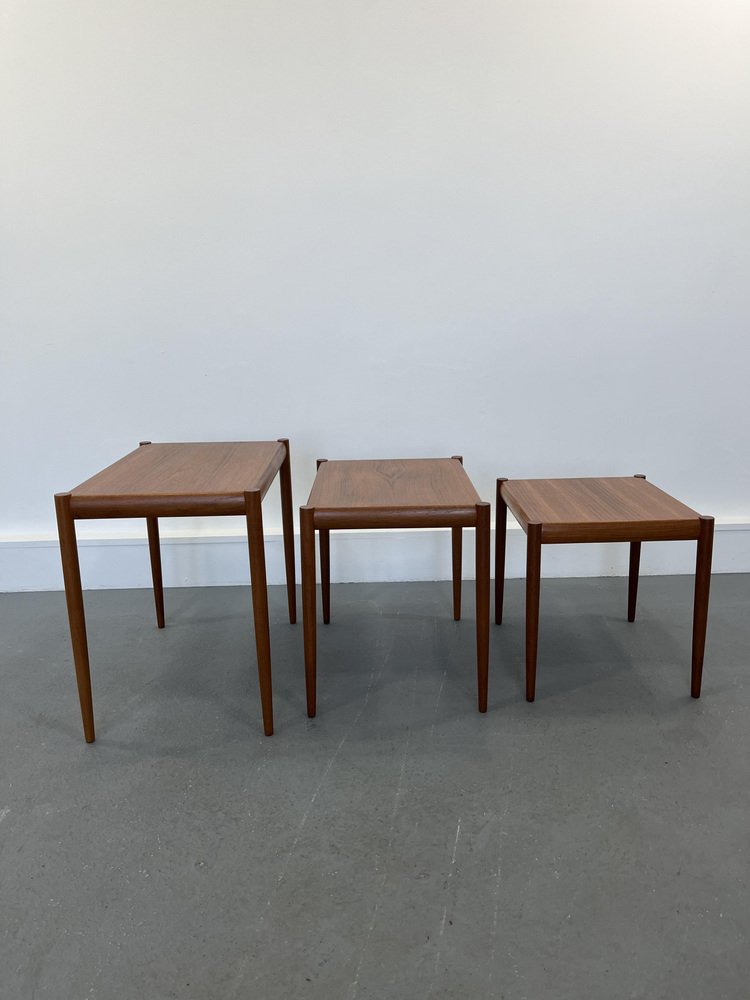 Nesting Tables in Teak, Denmark, 1960s, Set of 3-ZGQ-994941